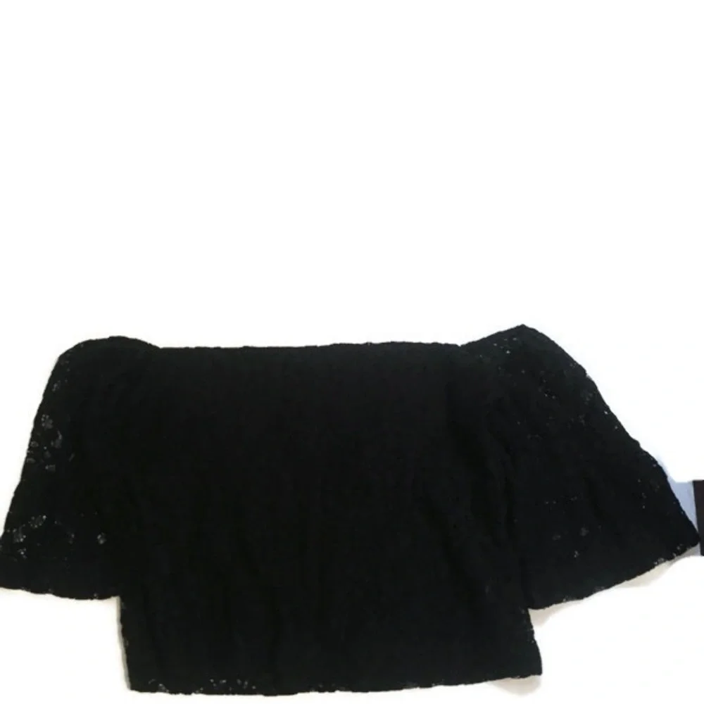 ZARA TOP CROPPED BLACK LACE OFF SHOULDER SMALL